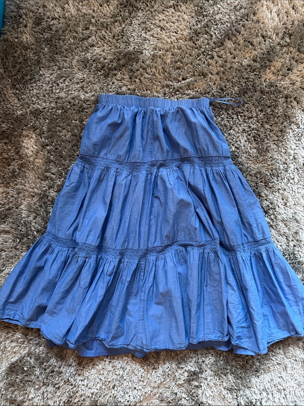 Francesca's Collections Blue Tiered Maxi Skirt